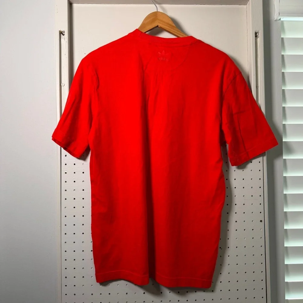 Adidas Originals 3D Trefoil T-Shirt Men's Red Embroidered Short Sleeve - Small